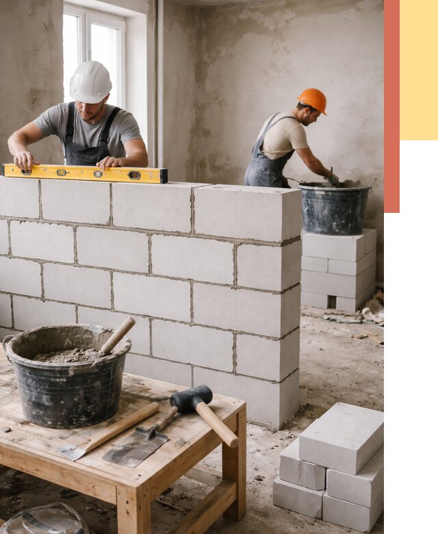 Кладка перегородок из газобетона в Самаре от 3234 руб. под ключ | ОТДЕЛОЧНИК-Смр