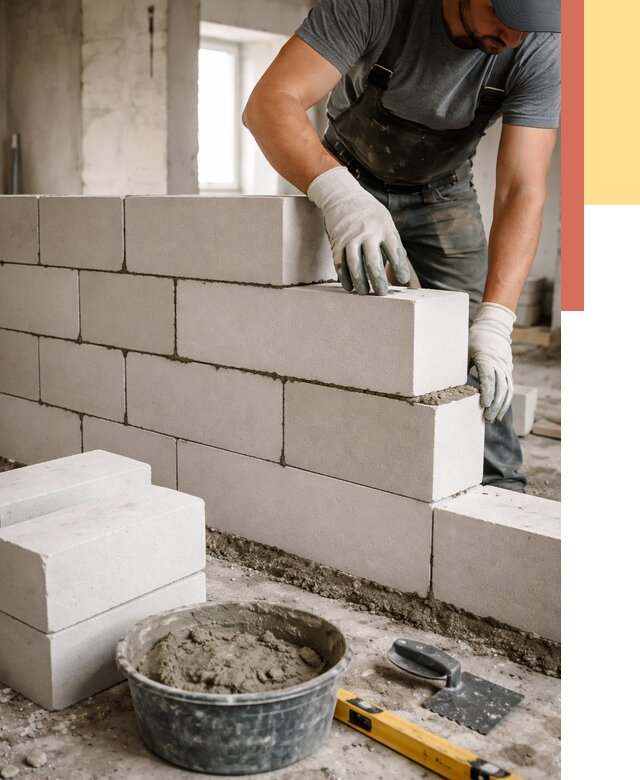 Кладка перегородок из силикатного блока в Самаре от 4042 руб. под ключ | ОТДЕЛОЧНИК-Смр