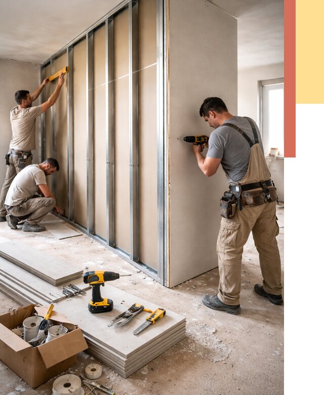 Монтаж однослойной перегородки из гипсокартона в Самаре от 657 руб. | ОТДЕЛОЧНИК-Смр