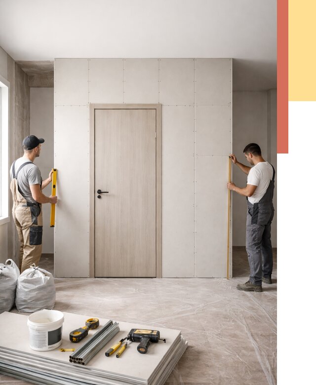 Перегородка из гипсокартона с дверью в Самаре от 4548 руб. под ключ | ОТДЕЛОЧНИК-Смр