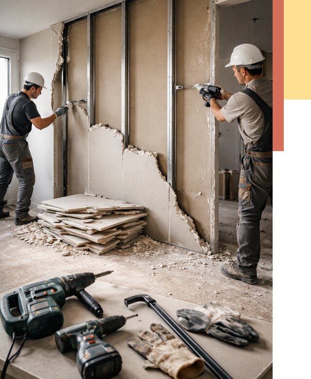 Демонтаж перегородки из гипсокартона в Самаре от 1213 руб. быстро и недорого | ОТДЕЛОЧНИК-Смр