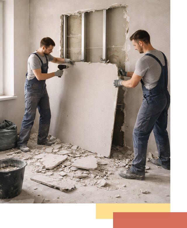 Демонтаж перегородки из гипсокартона в Самаре быстрый и аккуратный