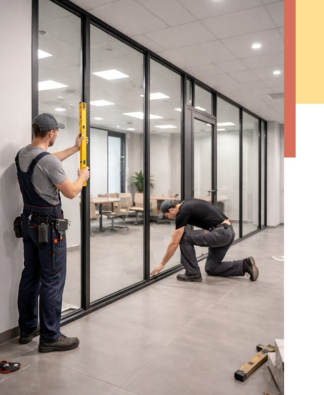 Каркасные стеклянные перегородки в Самаре под ключ от 9298 руб. | ОТДЕЛОЧНИК-Смр