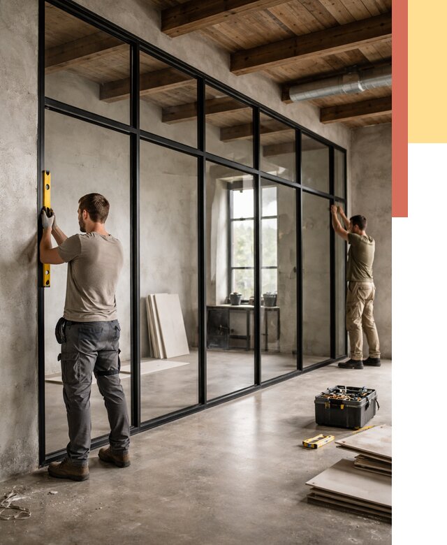 Стеклянные перегородки лофт в Самаре от 10611 руб. под ключ | ОТДЕЛОЧНИК-Смр