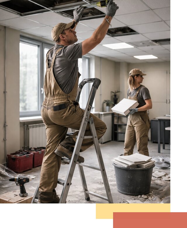 Ремонт потолка Армстронг и замена плит в Самаре