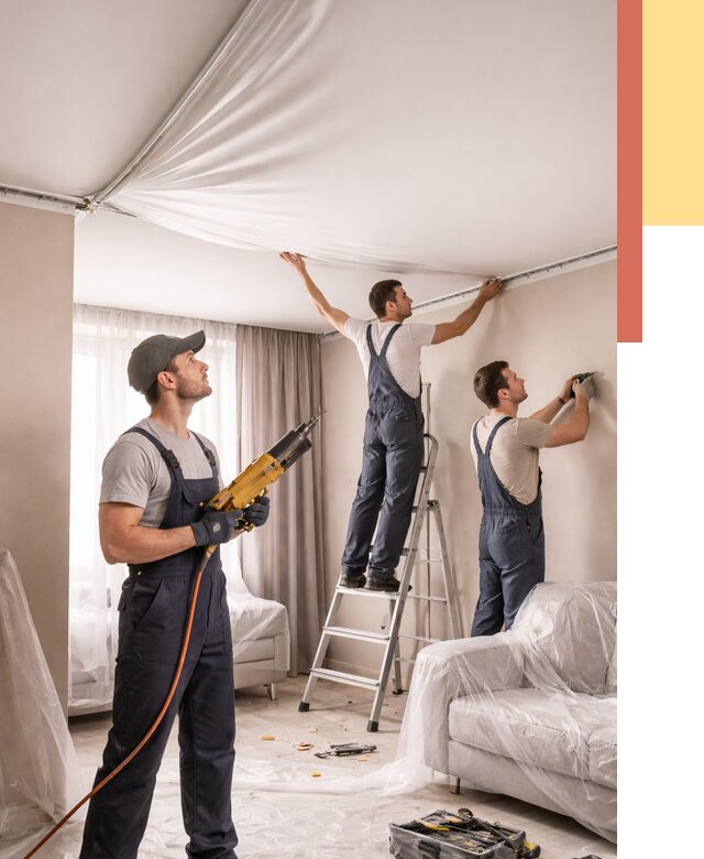 Установка натяжного потолка в Самаре от 4548 руб. | Быстро и недорого — ОТДЕЛОЧНИК-Смр