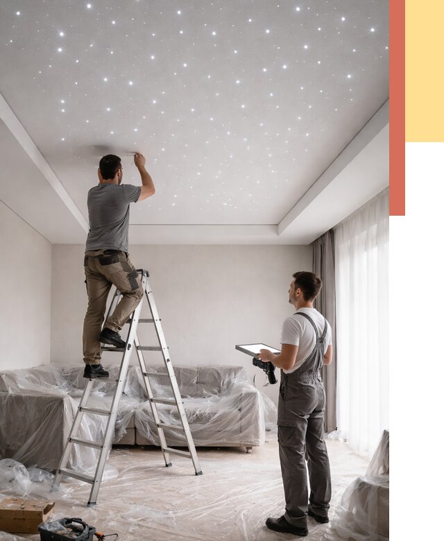 Монтаж натяжного потолка «звездное небо» в Самаре от 6569 руб. | ОТДЕЛОЧНИК-Смр