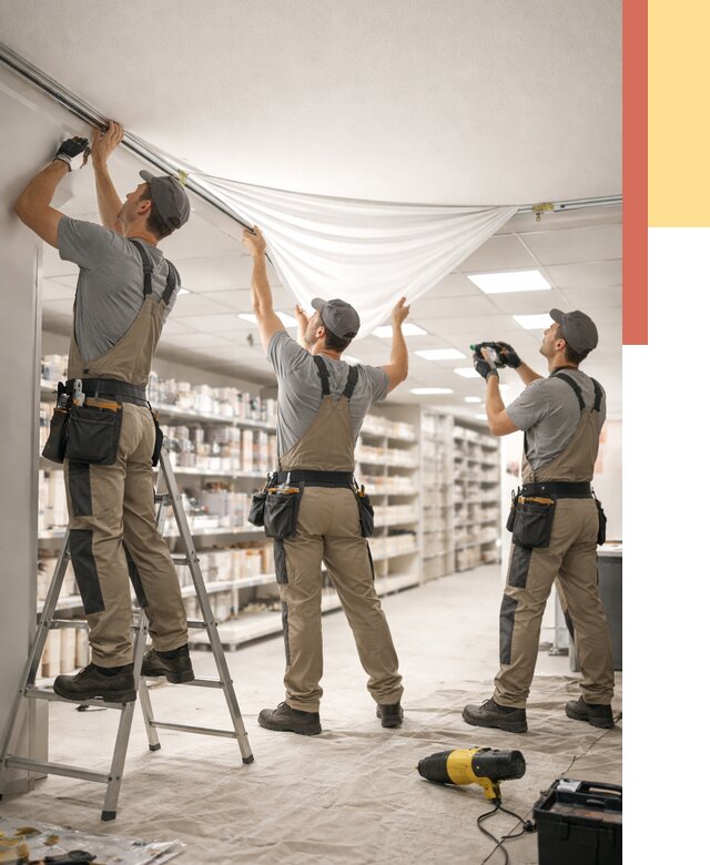 Монтаж натяжного потолка в магазине в Самаре от 4548 руб. быстро и недорого | ОТДЕЛОЧНИК-Смр