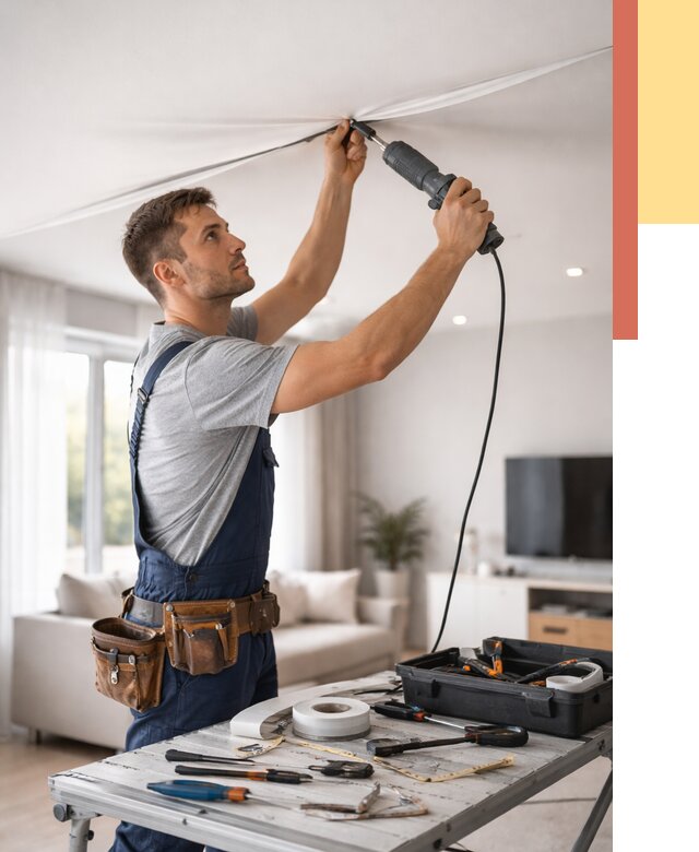 Ремонт натяжных потолков в Самаре от 9601 руб. под ключ — ОТДЕЛОЧНИК-Смр