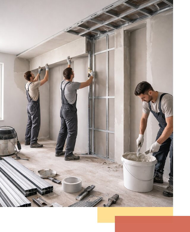 Монтаж потолка из гипсокартона с нишей в Самаре