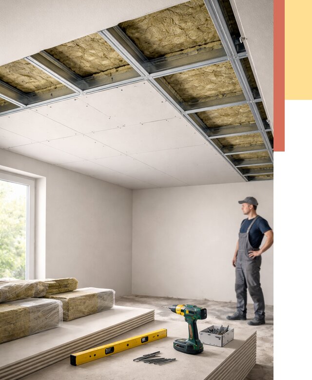 Звукоизоляция потолка ГКЛ в Самаре от 960 руб. — монтаж под ключ | ОТДЕЛОЧНИК-Смр