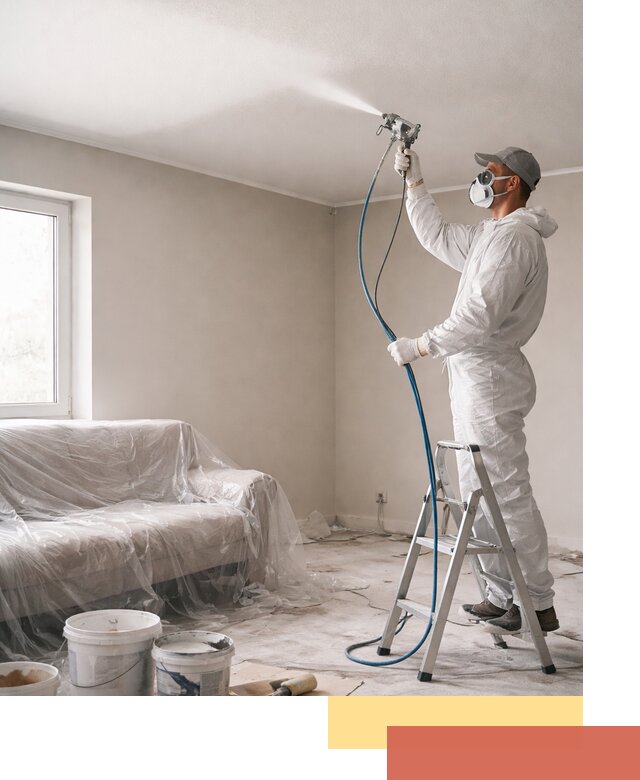 Покраска потолка краскопультом в Самаре быстро и качественно