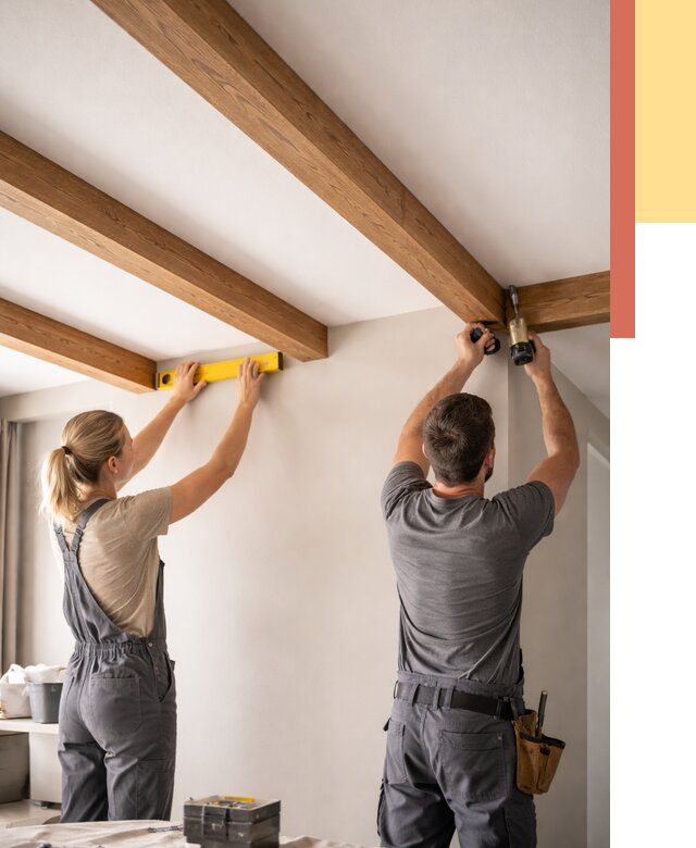 Монтаж декоративных балок на потолок в Самаре от 4245 руб. — ОТДЕЛОЧНИК-Смр